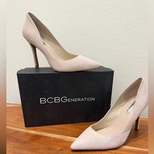 BCBG Suede Bare Pink Pumps